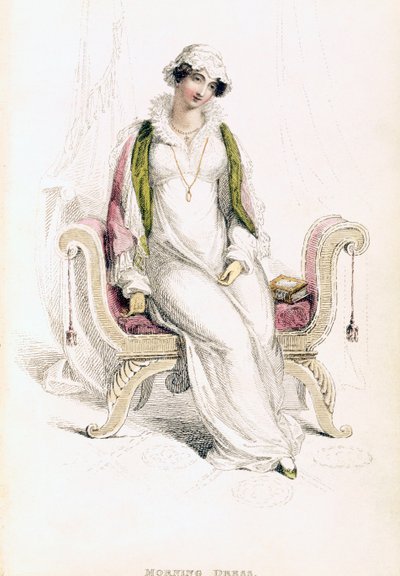 Vestido de dia, placa de moda de Ackermanns Repository of Arts de English School