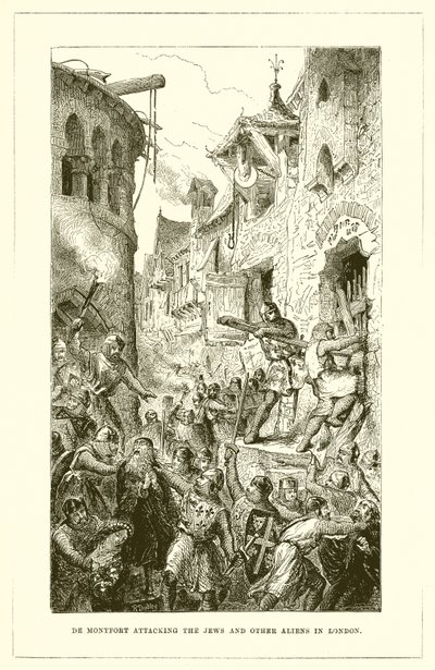 De Montfort Atacando os Judeus e Outros Estrangeiros em Londres de English School
