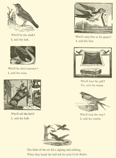 Morte e enterro de Cock Robin (xilogravura) de English School
