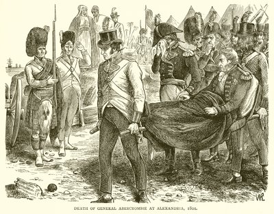 Morte do general Abercrombie em Alexandria, 1801 de English School