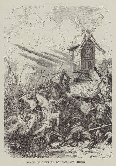 Morte de João da Boémia em Cressy (gravura) de English School
