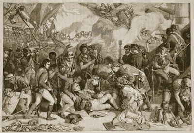 Morte de Nelson, ilustração da história ilustrada de Cassells da Inglaterra (foto sépia) de English School