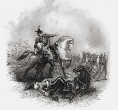 Morte de Sir Henry Montgomery Lawrence, de "A História do Motim Indiano", publicado em 1868 de English School