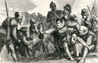Morte de Sir Philip Sidney na Batalha de Zutphen, 1865 de English School