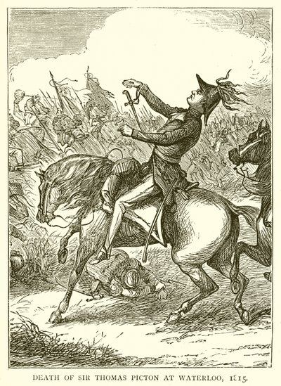 Morte de Sir Thomas Picton em Waterloo, 1815 de English School