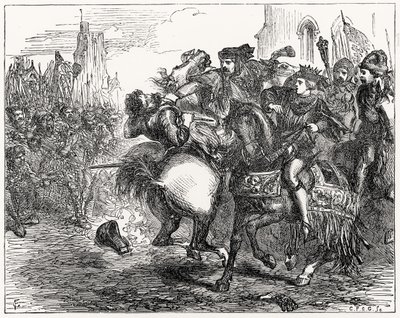 Morte de Wat Tyler (d.1381) (gravura) de English School