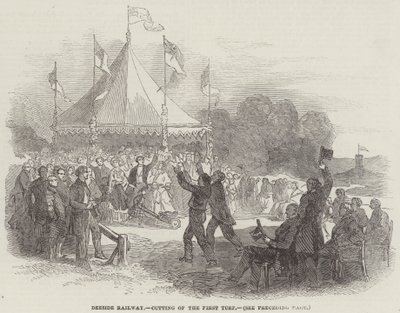 Deeside Railway, Corte do Primeiro Relva (gravura) de English School