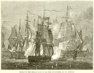 Derrota da frota francesa por Sir John Duckworth, fora de St. Domingo de English School