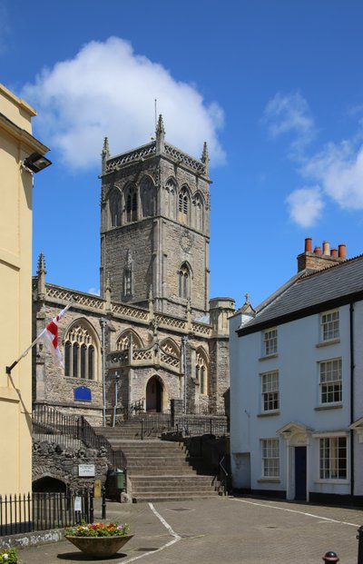 Retratando uma visão da igreja de Axbridge de English School