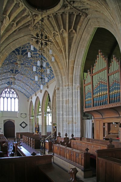 Retratando, um, vista, de, Axbridge, igreja, -, interior, vista de English School