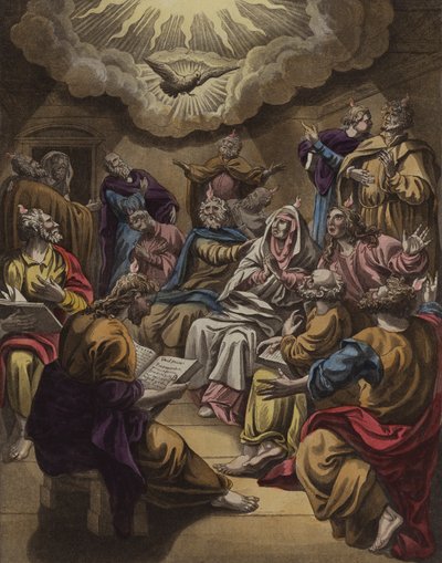 Descida do Espírito Santo (lito colorido) de English School