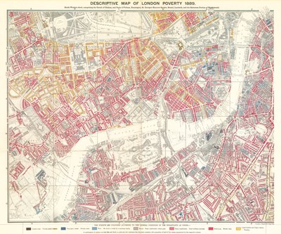 Mapa descritivo da pobreza em Londres, 1889 de English School