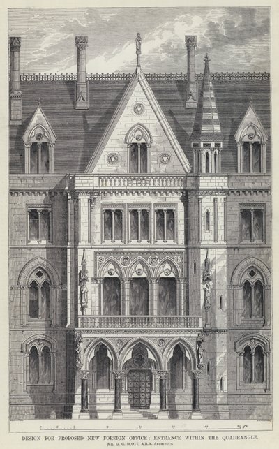 Design para Proposta de Novo Escritório Estrangeiro, Entrada dentro do Quadrilátero (gravura) de English School