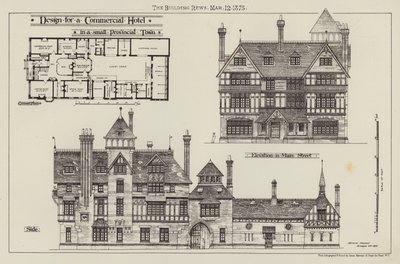 Design para um Hotel Comercial, em uma pequena Cidade Provincial (gravura) de English School