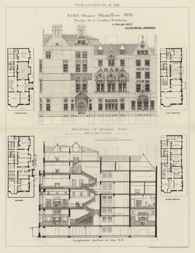 Design para uma Residência em Londres (gravura) de English School