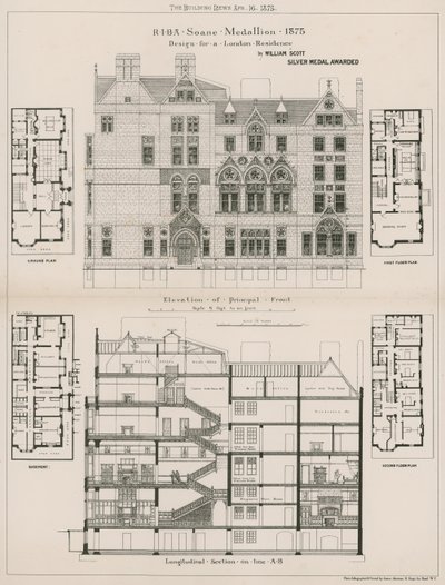 Design para uma residência em Londres por William Scott de English School