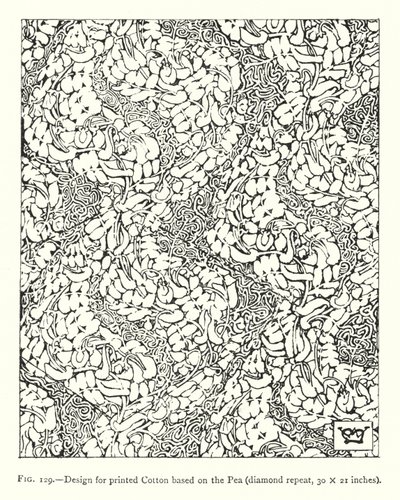 Desenho para algodão estampado à base de ervilha, repetição diamantada, 30 × 21 polegadas (gravação) de English School