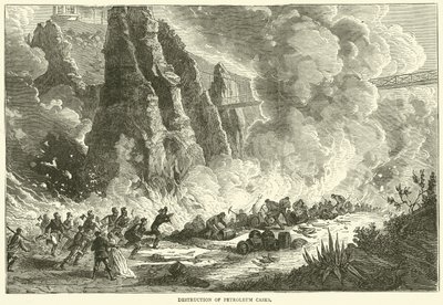 Destruição de barris de petróleo, dezembro de 1870 de English School