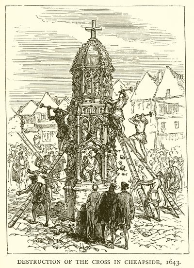 Destruição da Cruz em Cheapside, 1643 de English School