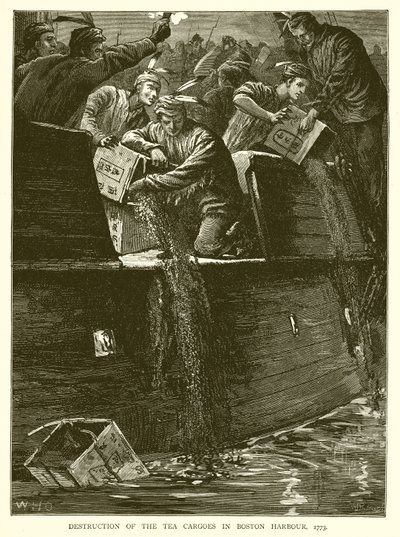 Destruição do Carga de Chá no Porto de Boston, 1773 de English School