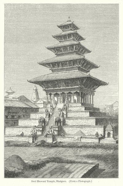 Devi Bhowani Tempel, Bhatgaon (Gravur) von English School