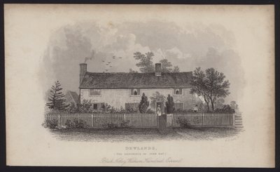 Dewlands, a residência de John Ray, Black Notley, Witham Hundred, Essex (gravura) de English School