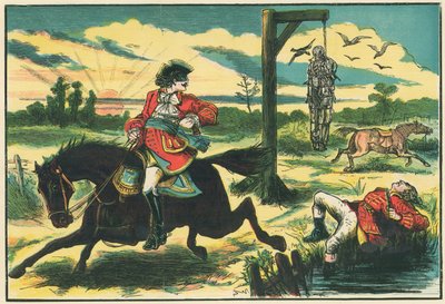Dick Turpin atira em Pooly, o ladrão, em Hounslow Heath de English School
