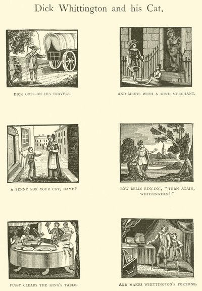 Dick Whittington e o seu gato (xilogravura) de English School