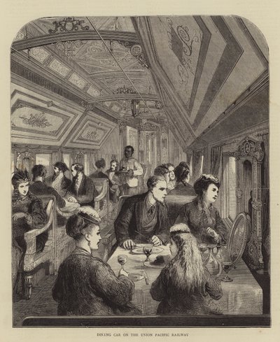 Carro de jantar na Union Pacific Railway (gravura) de English School