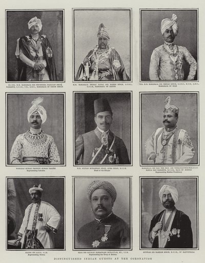 Distintos convidados indianos na coroação, ilustração do The Graphic, 28 de junho de 1902 de English School