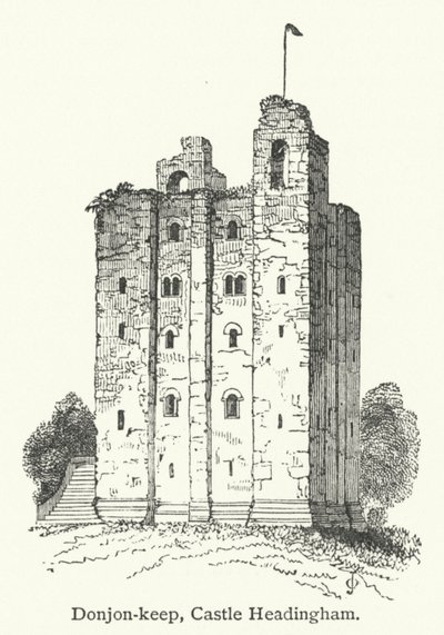 Donjon-keep, Castelo de Headingham (gravura) de English School