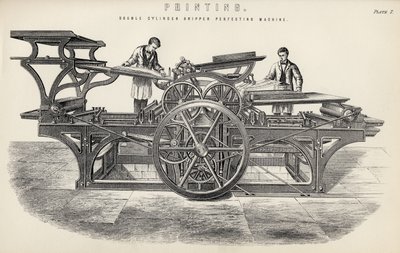 Máquina de aperfeiçoamento de garras de cilindro duplo, da The National Encyclopaedia, publicada por William Mackenzie, Londres, final do século XIX de English School