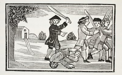 Dr. Fausto truque em vinte alunos, ilustração de Chap-livros do século XVIII por John Ashton, pub. 1882 de English School
