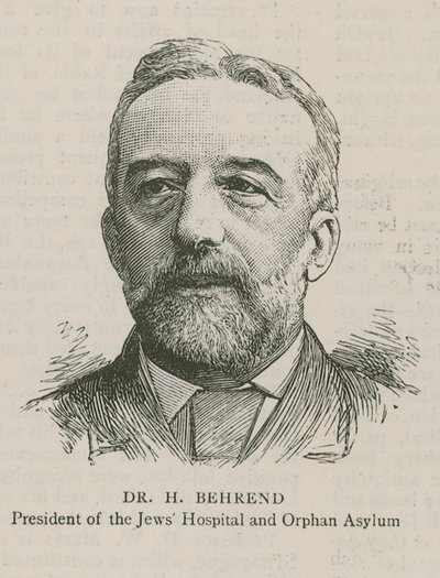 Dr. H Behrend, Presidente do Hospital Judaico e Orfanato de Asilo de English School