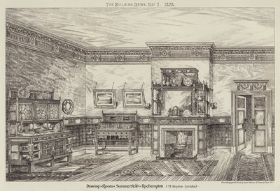 Sala de estar, Summerfield, Roehampton (gravura) de English School