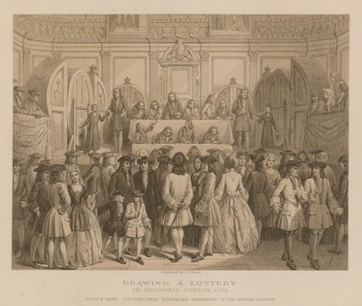 Desenhando uma loteria em Guidhall, Londres, 1739 de English School