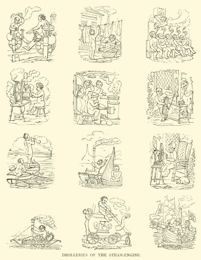 Rolos da máquina a vapor (xilogravura) de English School