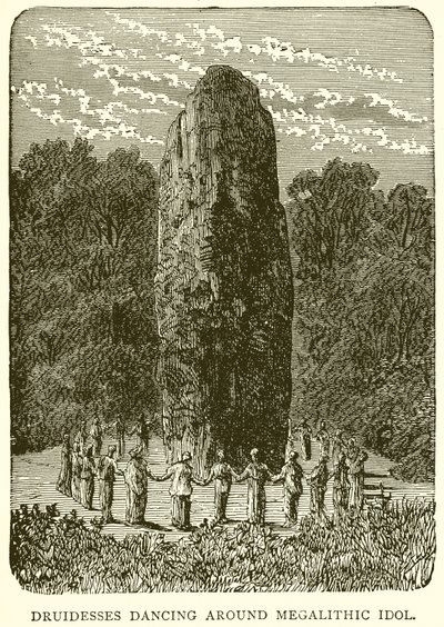 Druidesses Dançando ao redor do Megalithic Idol de English School