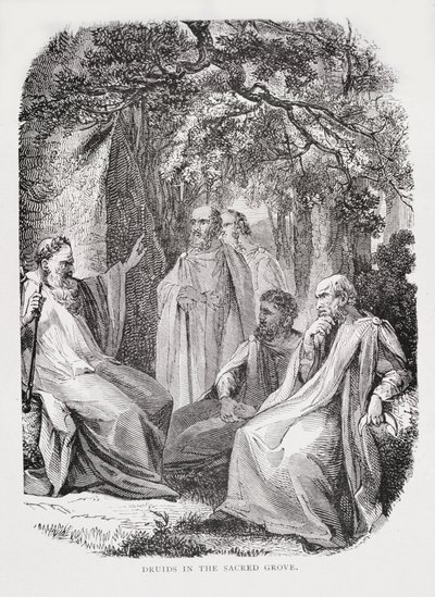 Druidas no Bosque Sagrado, de A História da França, de Emile de Bonnechose, publicado pela Ward, Lock and Co, Londres de English School
