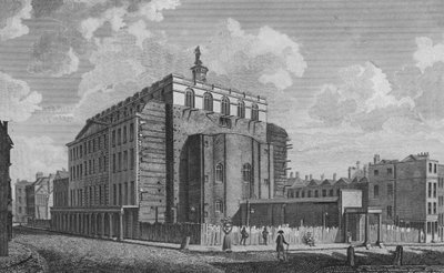 Drury Lane Theatre, Westminster, incendiado em 1809 (gravura) de English School