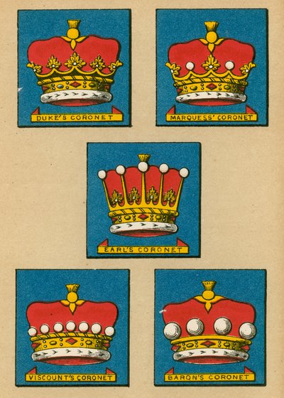 Coroa do Duque. Coroa de Marquês. Coroa de Earl. Coronet do visconde. Coroa do Barão de English School