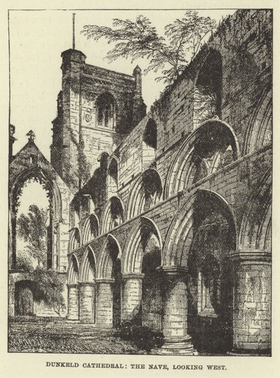 Catedral de Dunkeld, a nave, olhando para o oeste de English School