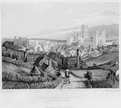 Catedral de Durham e Castelo da Newcastle Road, 1841 de English School
