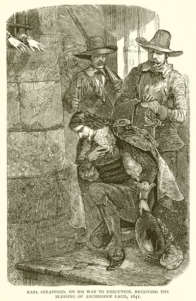 Earl Strafford, em seu Caminho para a Execução, recebendo a Bênção do Arcebispo Laud, 1641 de English School