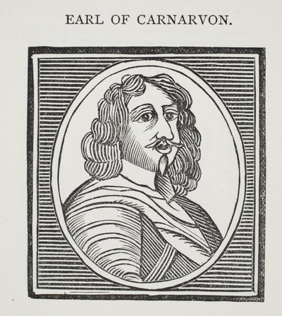 Conde de Carnarvon, ilustração dos Chap-livros do século XVIII por John Ashton, bar. 1882 de English School