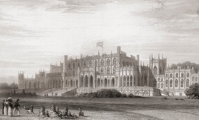 Eaton Hall, Cheshire, Inglaterra, no início do século XIX. De Churton