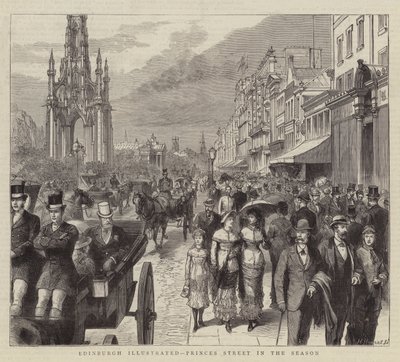 Edinburgh Illustrated, Princes Street in the Season (gravura) de English School