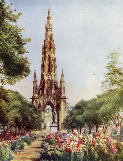 Edimburgo, Monumento de Sir Walter Scott (cor litho) de English School