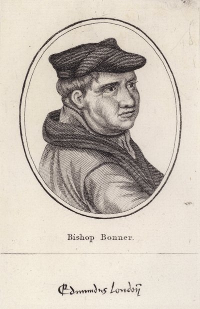 Edmund Bonner, clérigo inglês e bispo de Londres que perseguiu protestantes durante o reinado de Maria I (gravura) de English School