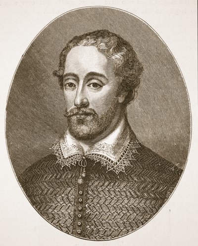 Edmund Spenser, de uma gravura por G. Vertue, ilustração da igreja de Inglaterra: Uma história para os povos por HDM Spence-Jones, bar. c.1910 (foto sépia) de English School